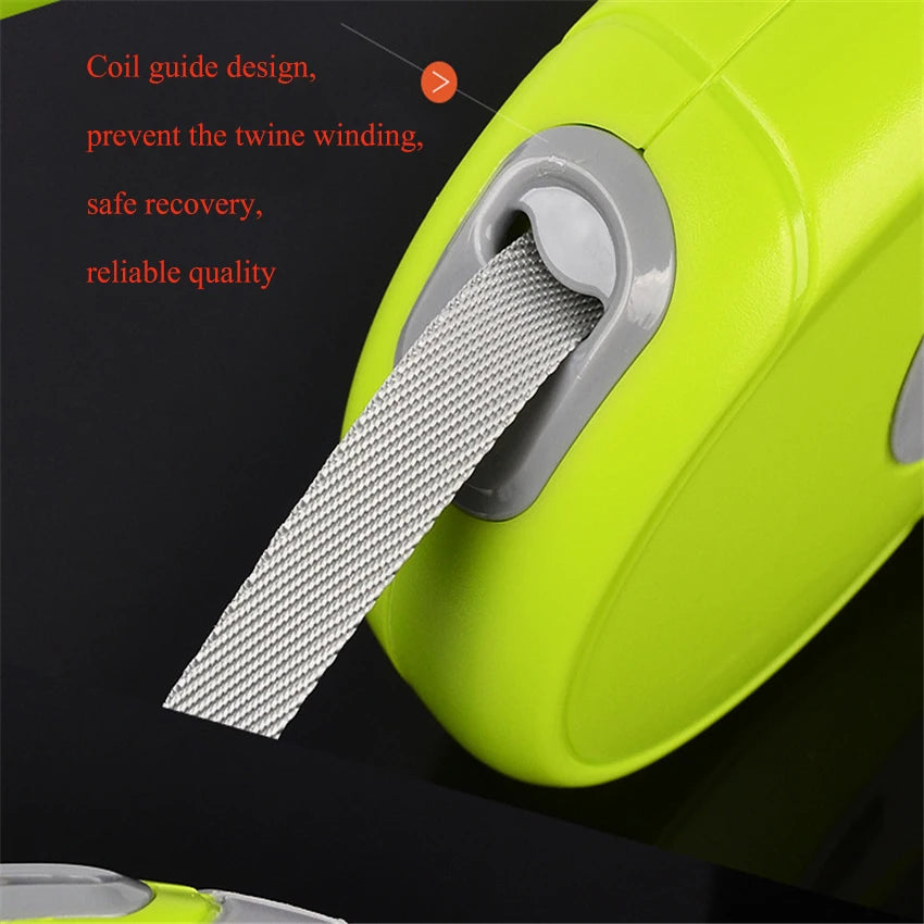 Retractable Dog Leash 3M/5M – One-Hand Brake, Tangle-Free Nylon Tape | Safe for Small to Large Dogs (6 Colors)