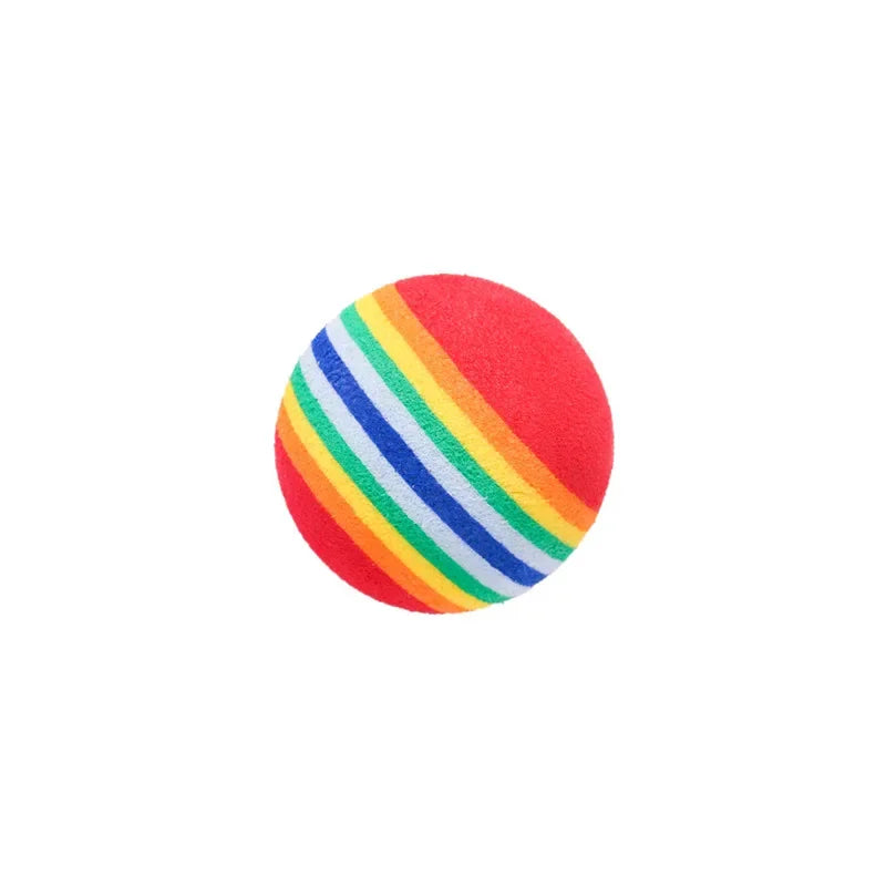 Rainbow EVA Cat & Dog Toy Balls – Non-Toxic, Tangle-Free Interactive Chew & Fetch Balls | 3.5cm, Pack of 1/2/5/10