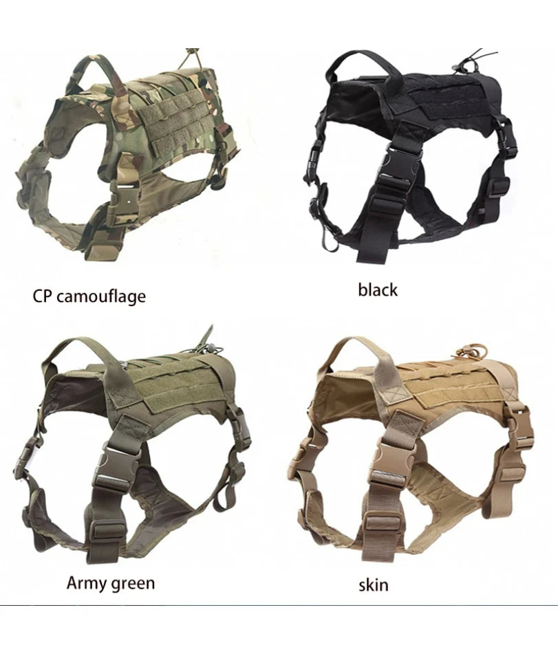 Tactical Dog Harness – Military-Grade Padded Nylon Vest | Quick Release, M–XL for Medium & Large Dogs (4 Colors)