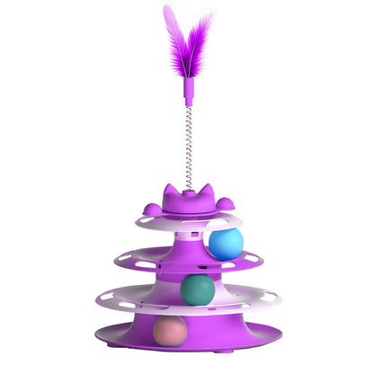 Interactive Cat Turntable Toy – Self-Play Ball Track, Funny Cat Stick & Boredom Buster | Non-Toxic Plastic, 4 Colors