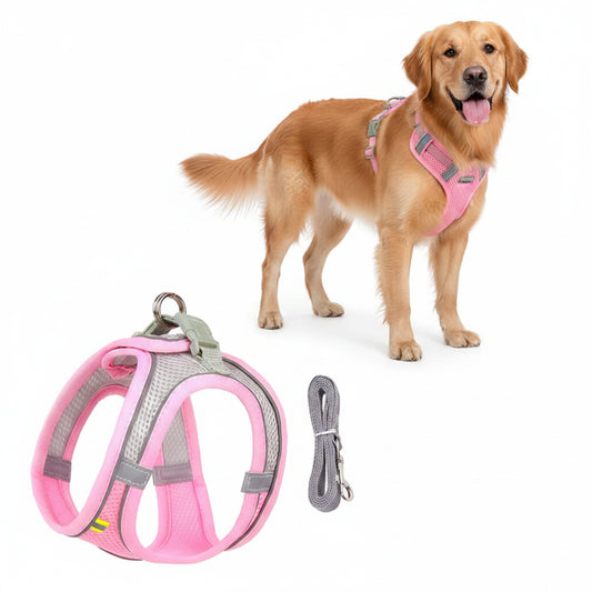 Puppy & Cat Harness Vest Set with Leash – Reflective, Soft Nylon | XXS–L for Chihuahua, French Bulldog & Small Dogs (6 Colors)