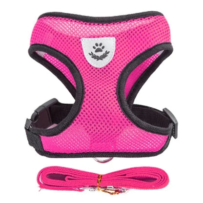 Cat & Dog Harness Vest with Leash – Reflective, Adjustable Polyester | S–L, 8 Colors (55g, 1.2m Lead)