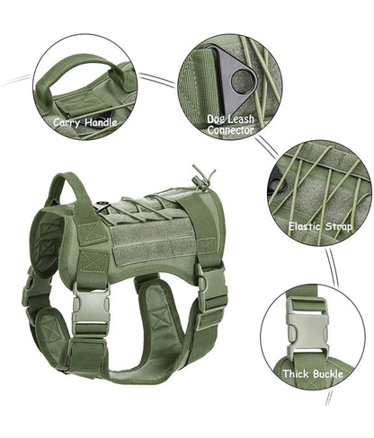 Tactical Dog Harness – Military-Grade Padded Nylon Vest | Quick Release, M–XL for Medium & Large Dogs (4 Colors)