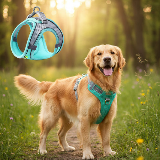 Reflective Breathable Dog & Cat Harness Vest – No-Pull, Adjustable Mesh | XS–L, 3 Colors (Yellow, Pink, Blue)