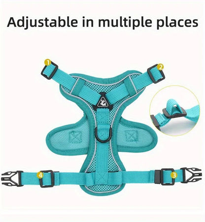 No-Pull Dog Harness & Leash Set – Reflective, Adjustable Vest for Small Dogs & Cats | Quick Release, S–XL (6 Colors)