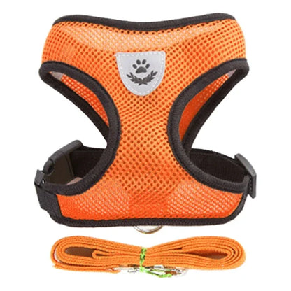 Cat & Dog Harness Vest with Leash – Reflective, Adjustable Polyester | S–L, 8 Colors (55g, 1.2m Lead)