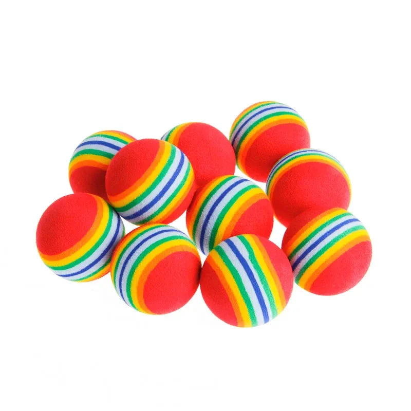 Rainbow EVA Cat & Dog Toy Balls – Non-Toxic, Tangle-Free Interactive Chew & Fetch Balls | 3.5cm, Pack of 1/2/5/10