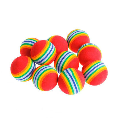 Rainbow EVA Cat & Dog Toy Balls – Non-Toxic, Tangle-Free Interactive Chew & Fetch Balls | 3.5cm, Pack of 1/2/5/10