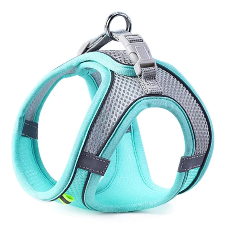 Reflective Breathable Dog & Cat Harness Vest – No-Pull, Adjustable Mesh | XS–L, 3 Colors (Yellow, Pink, Blue)