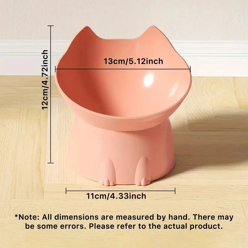 Elevated Cat Bowl – Anti-Tip Tilted Raised Feeding Dish with Neck Protection | Plastic, 5 Colors (Black/Pink/Green/Gray/Blue)