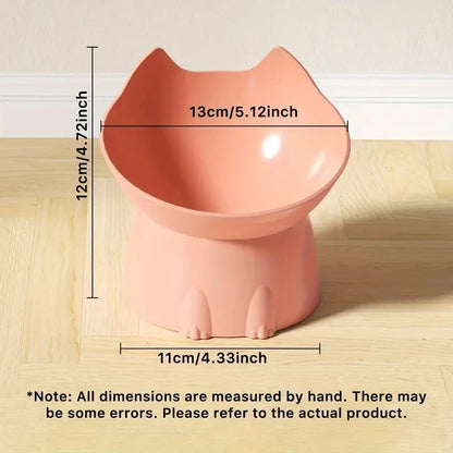Elevated Cat Bowl – Anti-Tip Tilted Raised Feeding Dish with Neck Protection | Plastic, 5 Colors (Black/Pink/Green/Gray/Blue)