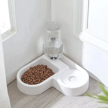 2-in-1 Automatic Pet Bowl – Food & Water Dual-Use Feeder for Cats & Dogs | PP, 22×22×16cm, Moisture-Proof