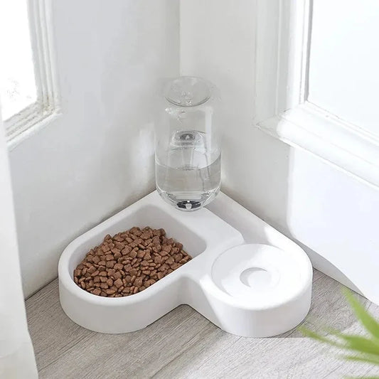2-in-1 Automatic Pet Bowl – Food & Water Dual-Use Feeder for Cats & Dogs | PP, 22×22×16cm, Moisture-Proof