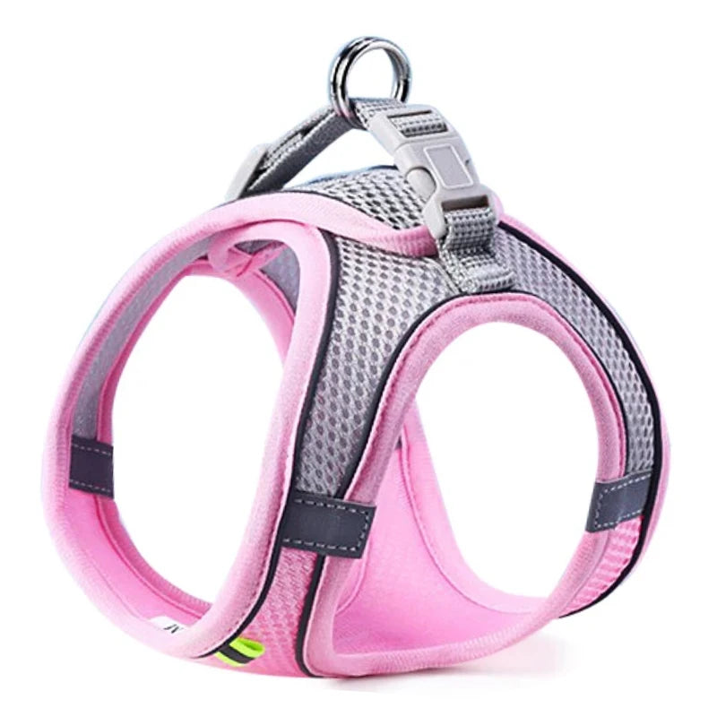 Reflective Breathable Dog & Cat Harness Vest – No-Pull, Adjustable Mesh | XS–L, 3 Colors (Yellow, Pink, Blue)