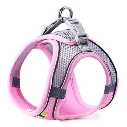 Reflective Breathable Dog & Cat Harness Vest – No-Pull, Adjustable Mesh | XS–L, 3 Colors (Yellow, Pink, Blue)