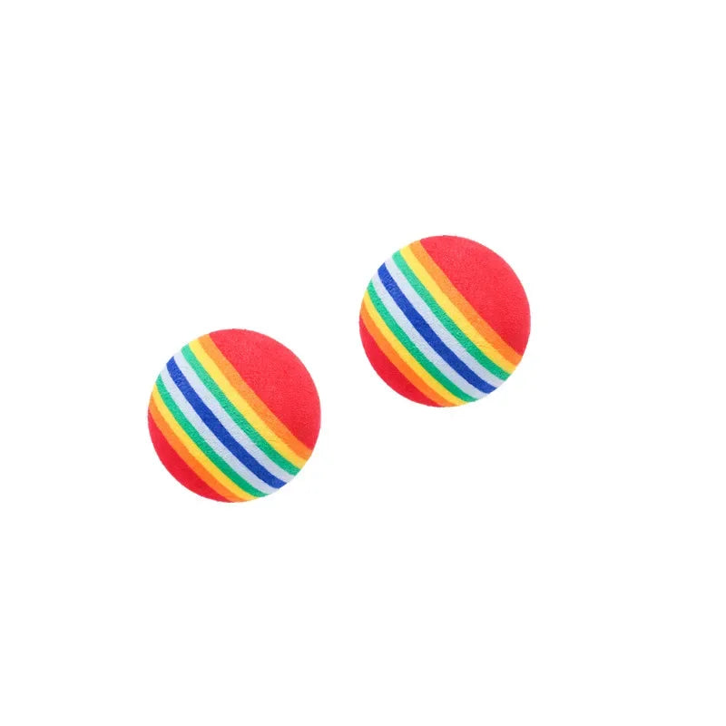 Rainbow EVA Cat & Dog Toy Balls – Non-Toxic, Tangle-Free Interactive Chew & Fetch Balls | 3.5cm, Pack of 1/2/5/10