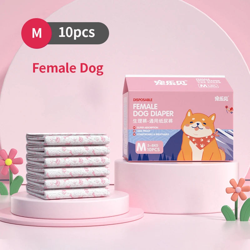 Dog Diapers & Physiological Pants – Super Absorbent, Leak-Proof | Female & Male, XXS–XL, Non-Woven (Fast US Shipping)