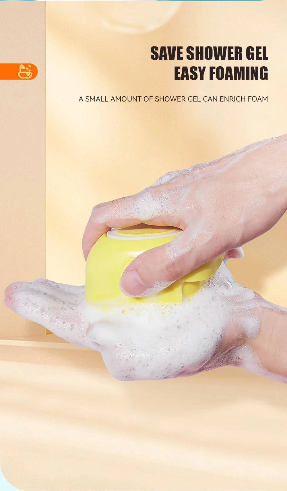 Brosse de bain pour animaux de compagnie avec distributeur de shampooing – Masseur doux en silicone pour chiens et chats | 7,5 × 7 × 5 cm, bleu/rose/jaune
