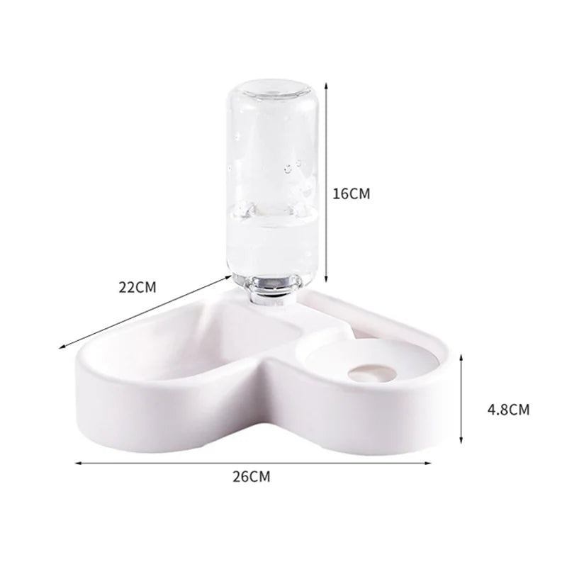 2-in-1 Automatic Pet Bowl – Food & Water Dual-Use Feeder for Cats & Dogs | PP, 22×22×16cm, Moisture-Proof