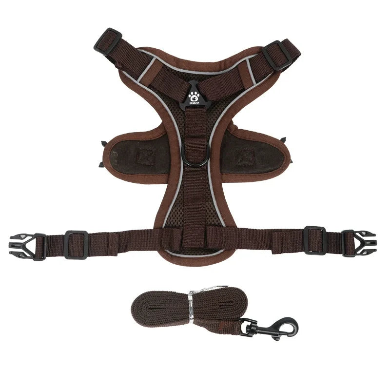 No-Pull Dog Harness & Leash Set – Reflective, Adjustable Vest for Small Dogs & Cats | Quick Release, S–XL (6 Colors)