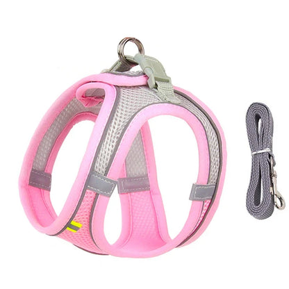 Puppy & Cat Harness Vest Set with Leash – Reflective, Soft Nylon | XXS–L for Chihuahua, French Bulldog & Small Dogs (6 Colors)