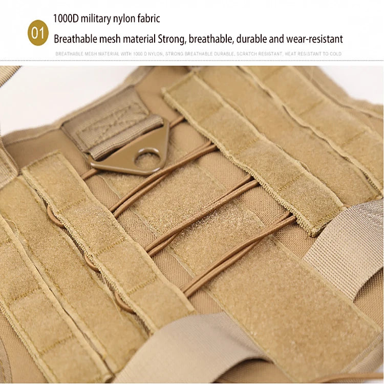 Tactical Dog Harness – Military-Grade Padded Nylon Vest | Quick Release, M–XL for Medium & Large Dogs (4 Colors)