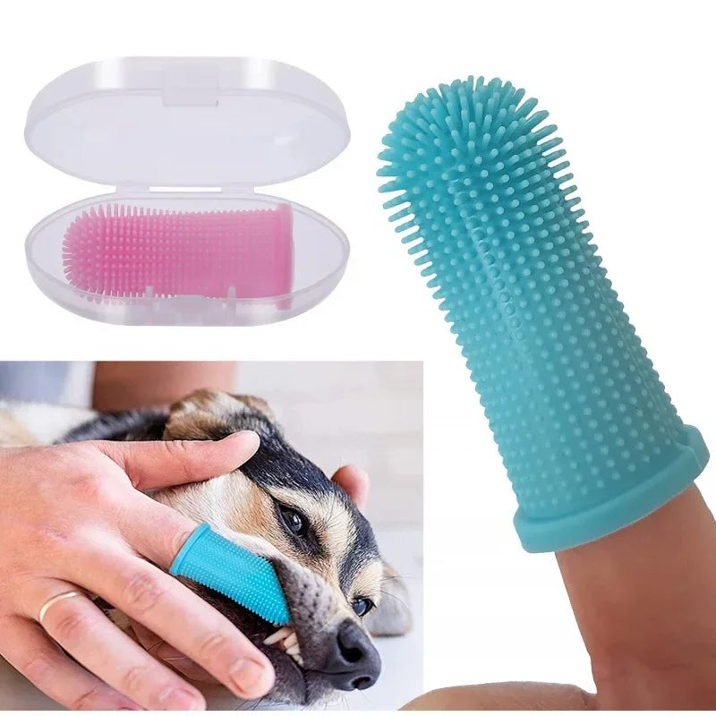 Silicone Finger Toothbrush for Cats & Dogs – 360° Teeth Cleaning, Non-Toxic | 14g, 4 Colors + Storage Case