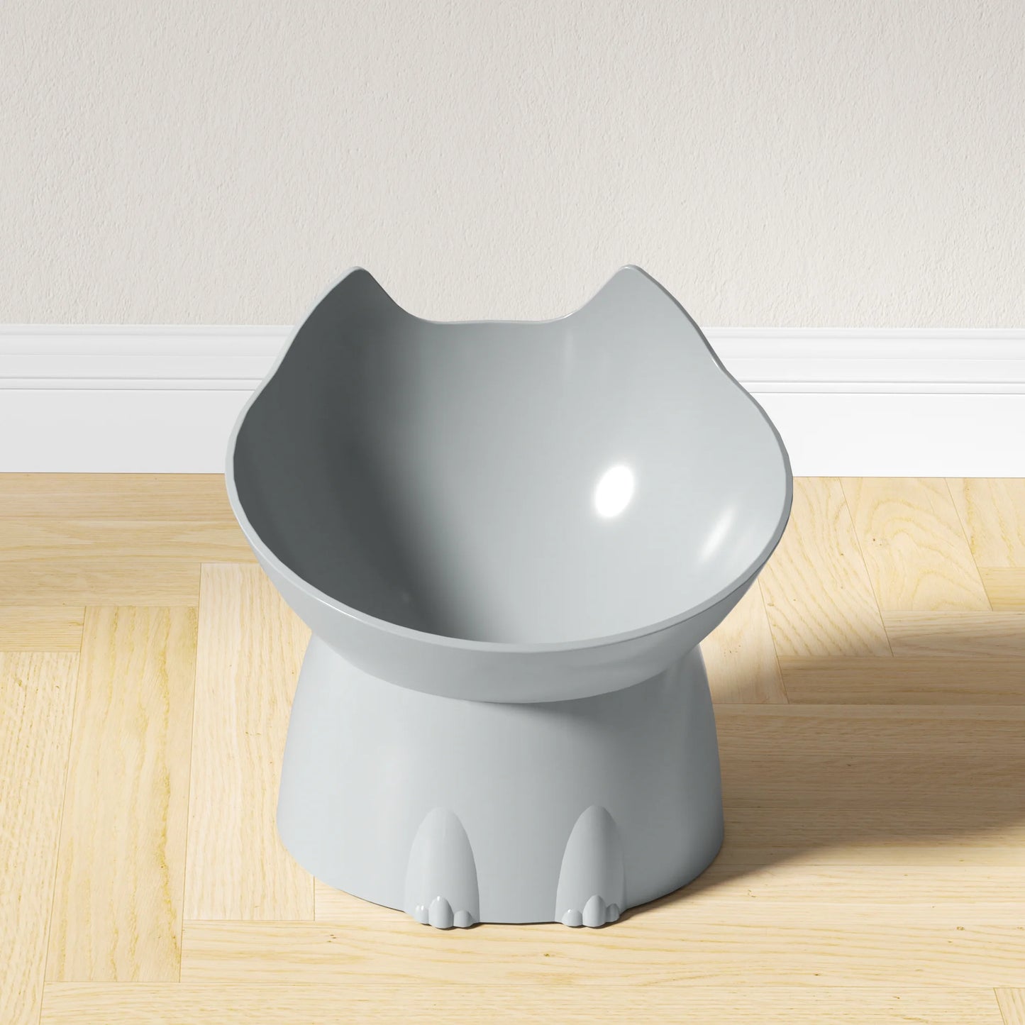Elevated Cat Bowl – Anti-Tip Tilted Raised Feeding Dish with Neck Protection | Plastic, 5 Colors (Black/Pink/Green/Gray/Blue)