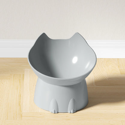Elevated Cat Bowl – Anti-Tip Tilted Raised Feeding Dish with Neck Protection | Plastic, 5 Colors (Black/Pink/Green/Gray/Blue)