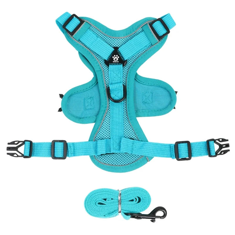 No-Pull Dog Harness & Leash Set – Reflective, Adjustable Vest for Small Dogs & Cats | Quick Release, S–XL (6 Colors)