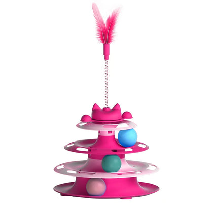 Interactive Cat Turntable Toy – Self-Play Ball Track, Funny Cat Stick & Boredom Buster | Non-Toxic Plastic, 4 Colors