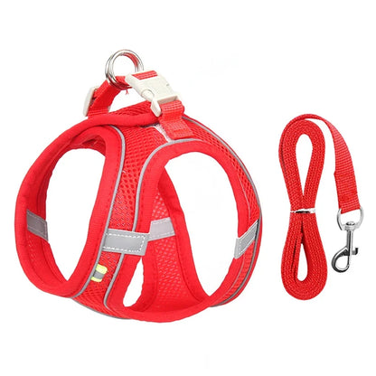 Puppy & Cat Harness Vest Set with Leash – Reflective, Soft Nylon | XXS–L for Chihuahua, French Bulldog & Small Dogs (6 Colors)