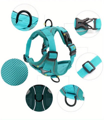 No-Pull Dog Harness & Leash Set – Reflective, Adjustable Vest for Small Dogs & Cats | Quick Release, S–XL (6 Colors)