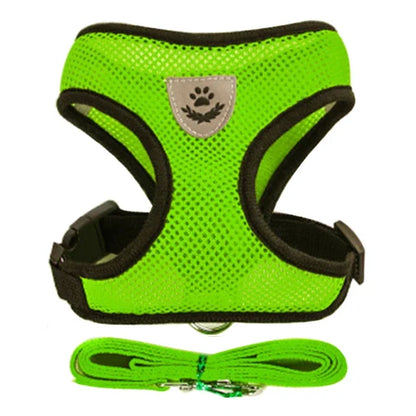 Cat & Dog Harness Vest with Leash – Reflective, Adjustable Polyester | S–L, 8 Colors (55g, 1.2m Lead)