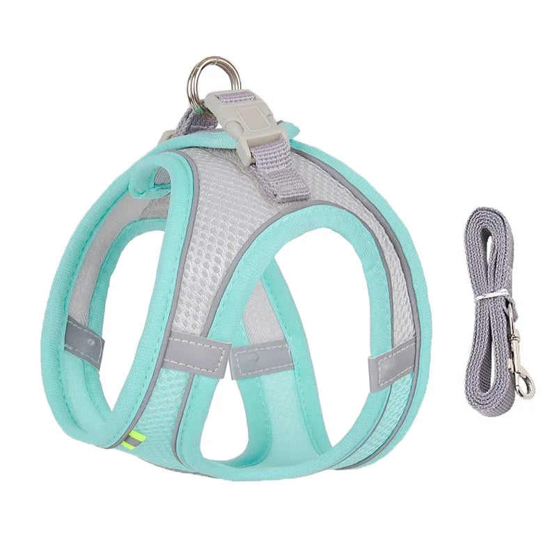 Puppy & Cat Harness Vest Set with Leash – Reflective, Soft Nylon | XXS–L for Chihuahua, French Bulldog & Small Dogs (6 Colors)