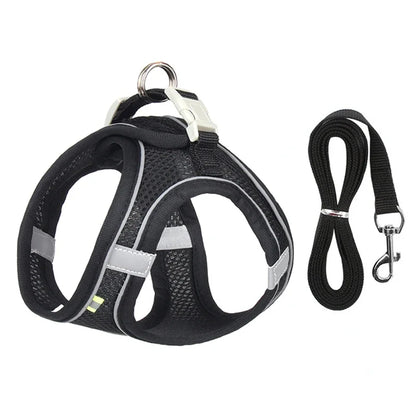 Puppy & Cat Harness Vest Set with Leash – Reflective, Soft Nylon | XXS–L for Chihuahua, French Bulldog & Small Dogs (6 Colors)