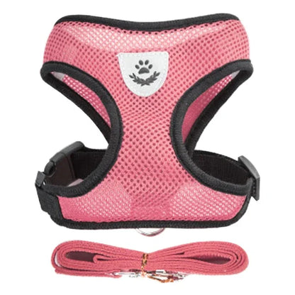 Cat & Dog Harness Vest with Leash – Reflective, Adjustable Polyester | S–L, 8 Colors (55g, 1.2m Lead)