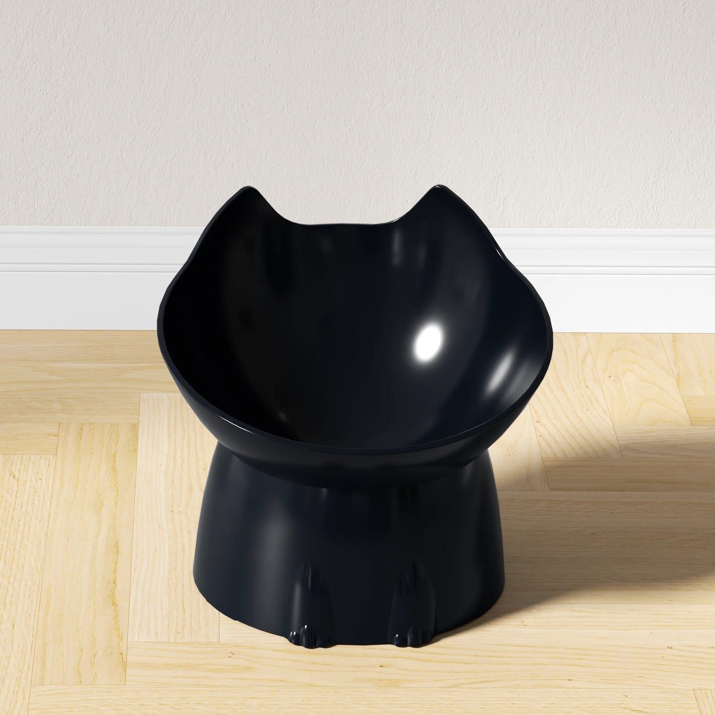 Elevated Cat Bowl – Anti-Tip Tilted Raised Feeding Dish with Neck Protection | Plastic, 5 Colors (Black/Pink/Green/Gray/Blue)