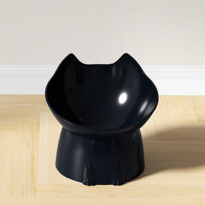 Elevated Cat Bowl – Anti-Tip Tilted Raised Feeding Dish with Neck Protection | Plastic, 5 Colors (Black/Pink/Green/Gray/Blue)