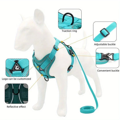 No-Pull Dog Harness & Leash Set – Reflective, Adjustable Vest for Small Dogs & Cats | Quick Release, S–XL (6 Colors)