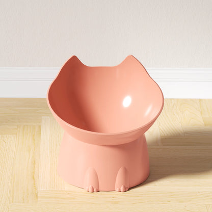 Elevated Cat Bowl – Anti-Tip Tilted Raised Feeding Dish with Neck Protection | Plastic, 5 Colors (Black/Pink/Green/Gray/Blue)