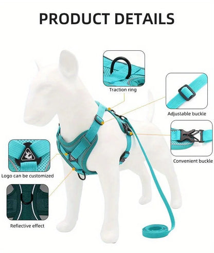 No-Pull Dog Harness & Leash Set – Reflective, Adjustable Vest for Small Dogs & Cats | Quick Release, S–XL (6 Colors)