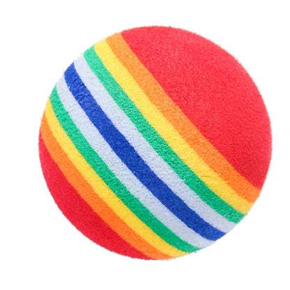 Rainbow EVA Cat & Dog Toy Balls – Non-Toxic, Tangle-Free Interactive Chew & Fetch Balls | 3.5cm, Pack of 1/2/5/10