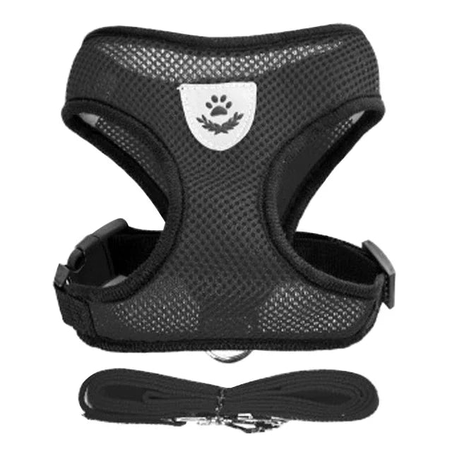 Cat & Dog Harness Vest with Leash – Reflective, Adjustable Polyester | S–L, 8 Colors (55g, 1.2m Lead)