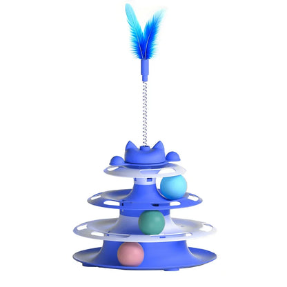 Interactive Cat Turntable Toy – Self-Play Ball Track, Funny Cat Stick & Boredom Buster | Non-Toxic Plastic, 4 Colors