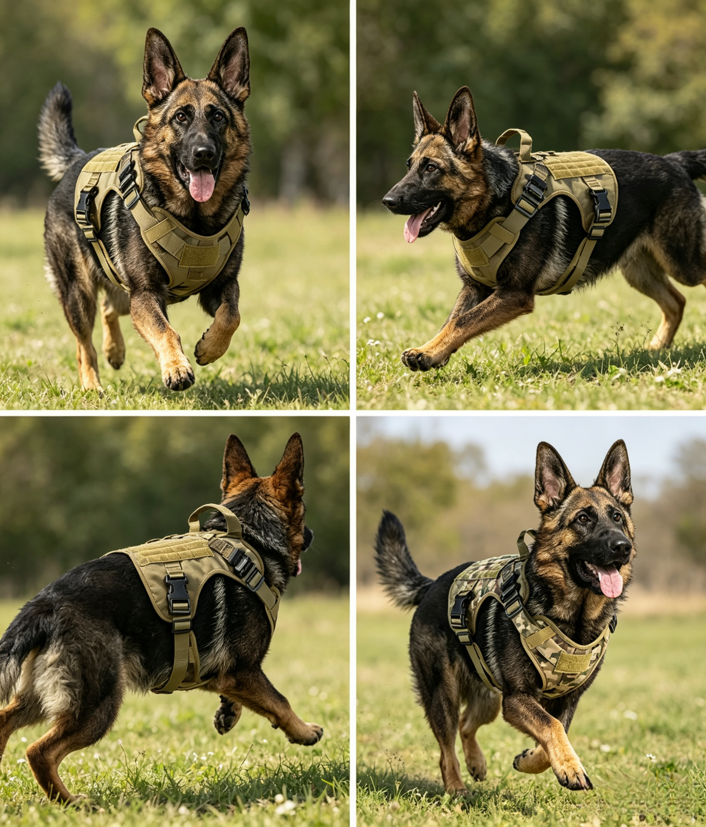 Tactical Dog Harness – Military-Grade Padded Nylon Vest | Quick Release, M–XL for Medium & Large Dogs (4 Colors)
